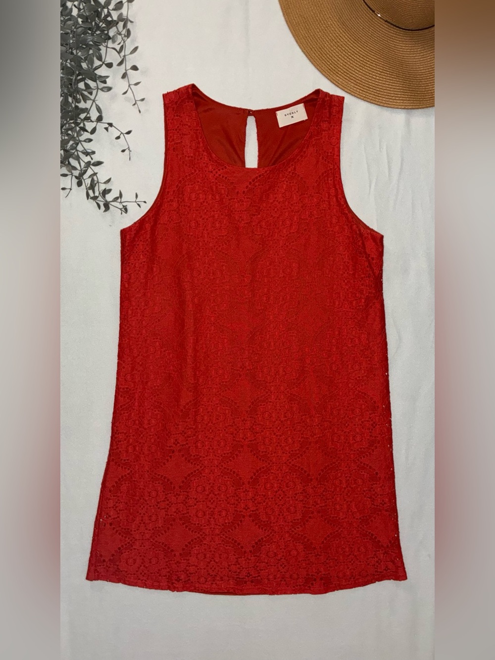 Anthropologie Everly Red Lace Sleeveless Shift Dress